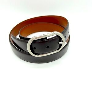 Chaps Men's Belt Black Size Large Leather 40" Silver Tone Buckle